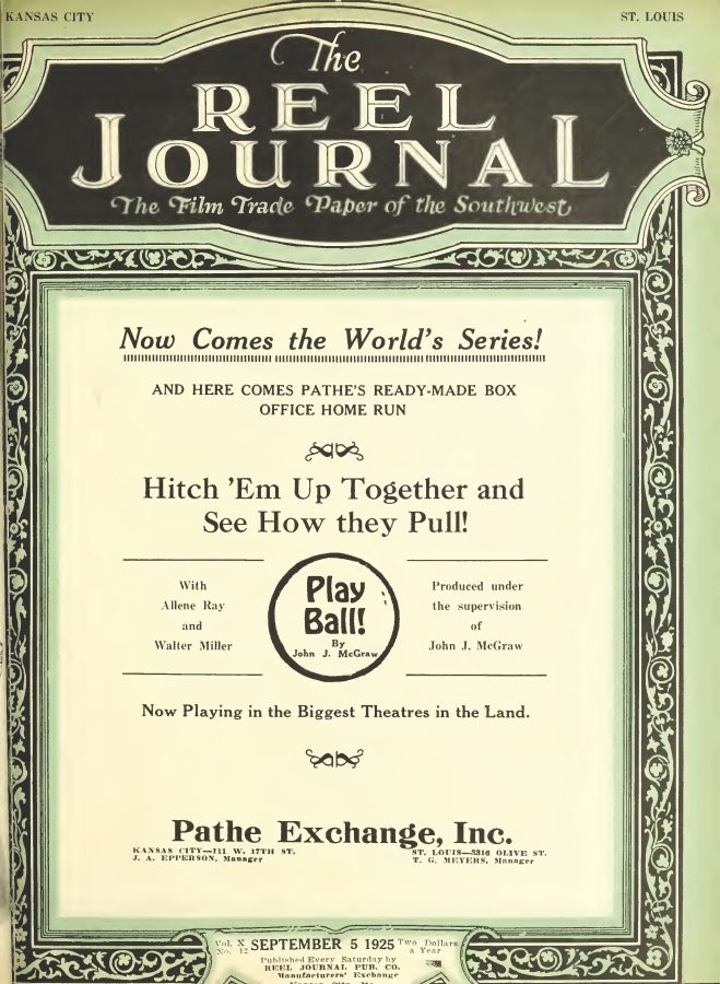 REEL JOURNAL magazine side cover 5 September 1925