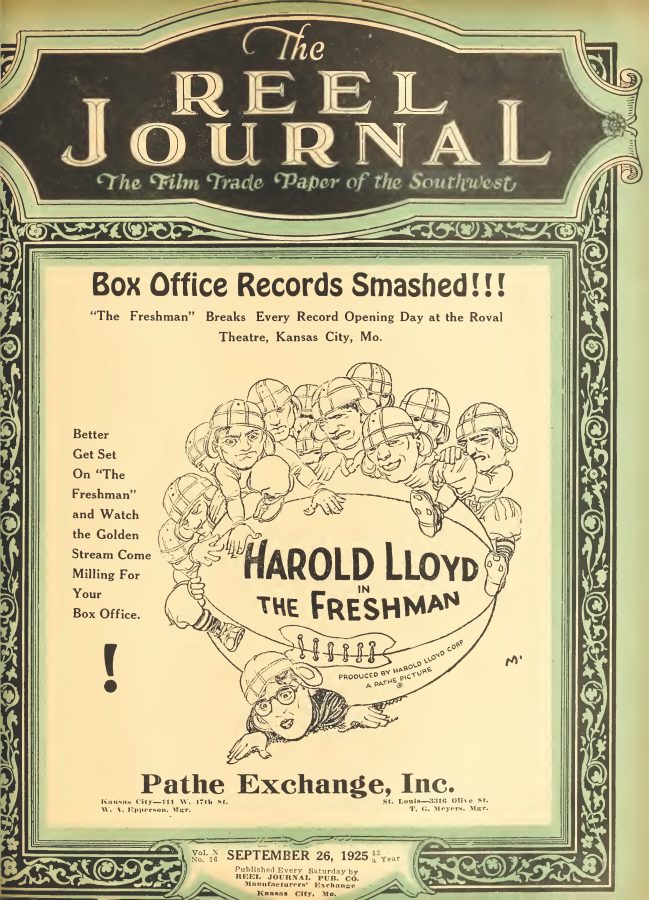 REEL JOURNAL magazine side cover 26 September 1925
