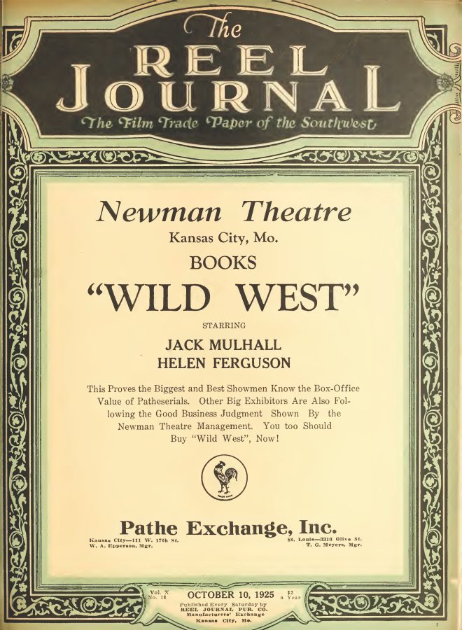 REEL JOURNAL magazine side cover 10 October 1925