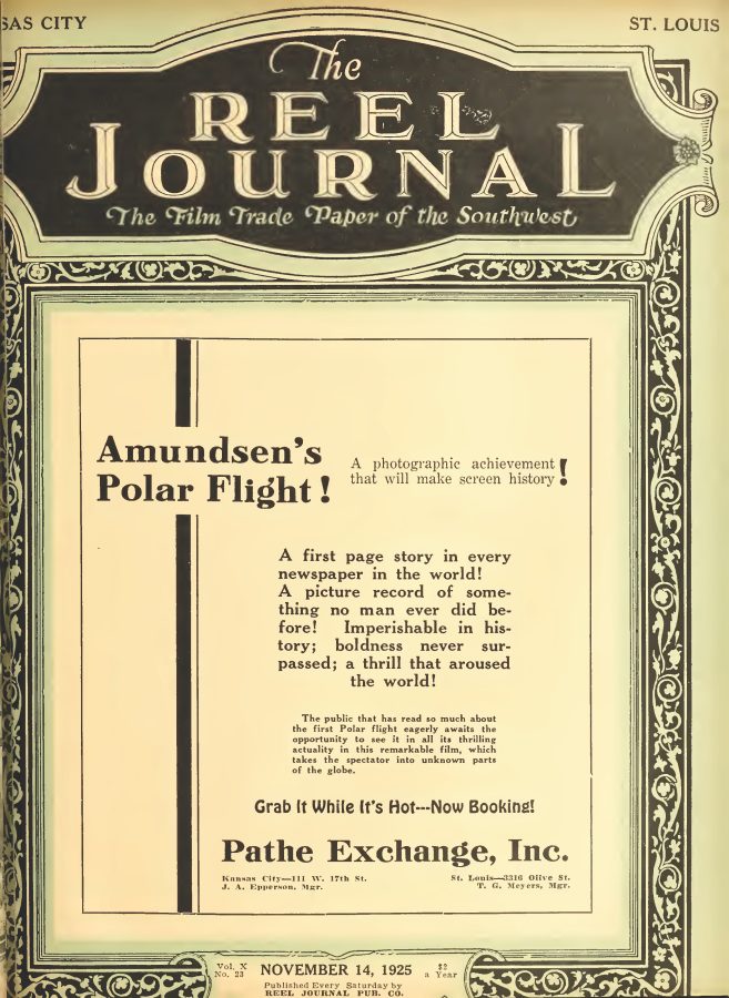 REEL JOURNAL magazine side cover 14 November 1925