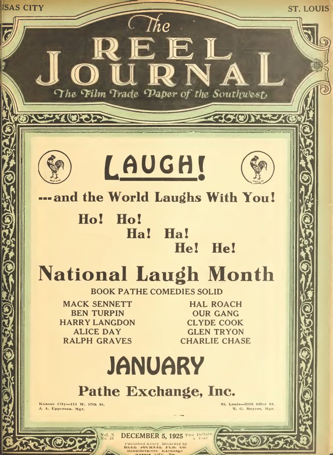 REEL JOURNAL magazine side cover 5 December 1925