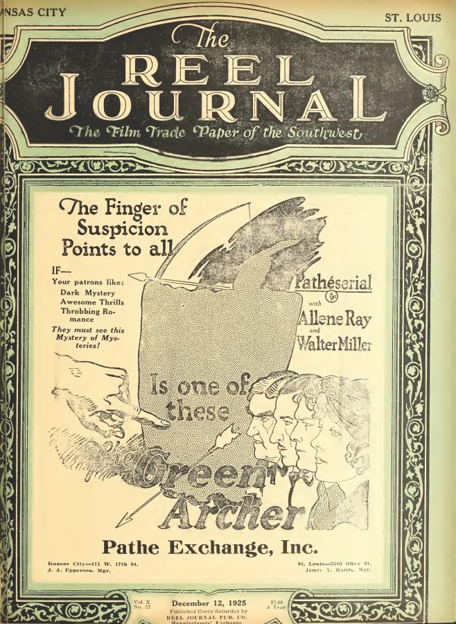 REEL JOURNAL magazine side cover 12 December 1925