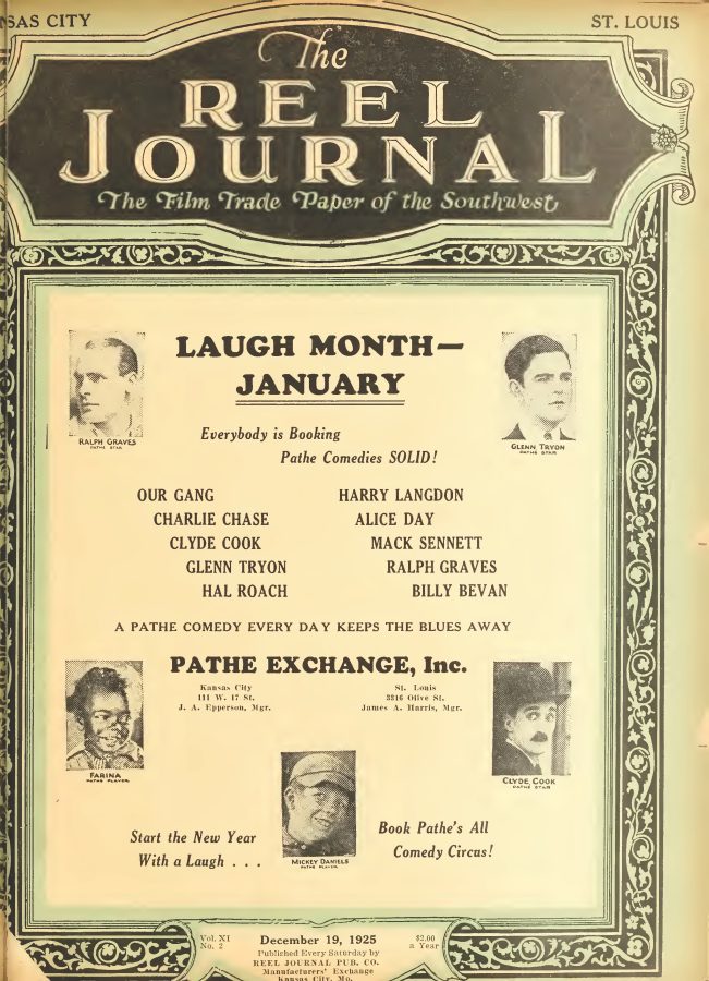 REEL JOURNAL magazine side cover 19 December 1925
