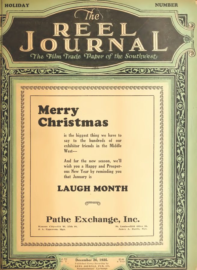 REEL JOURNAL magazine side cover 26 December 1925
