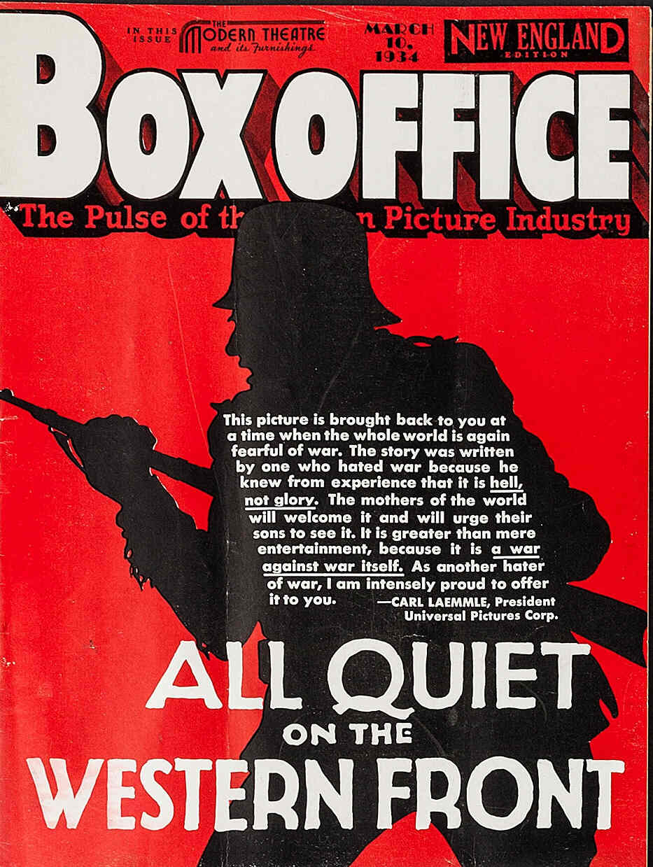 BOXOFFICE magazine side cover 10 March 1934