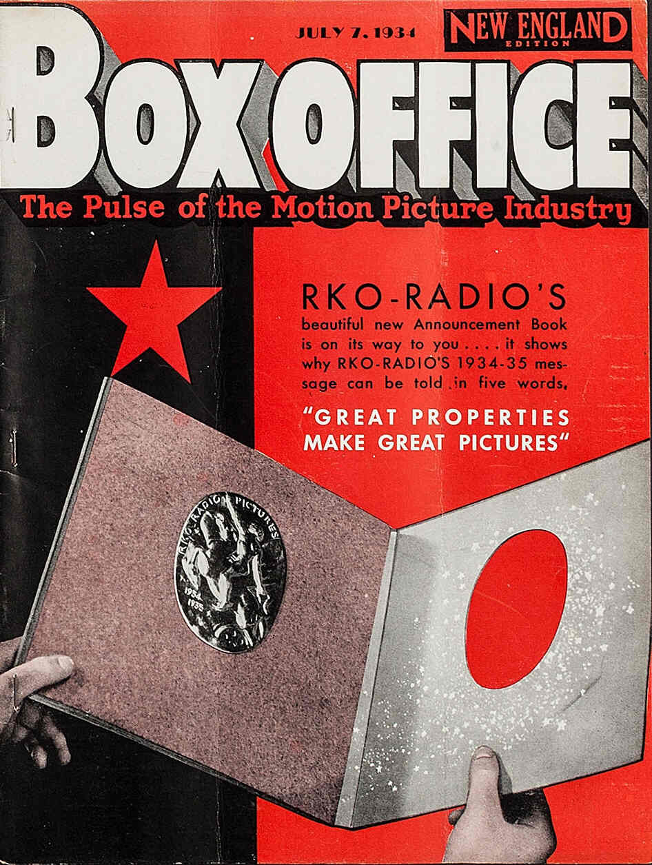 BOXOFFICE magazine side cover 7 July 1934