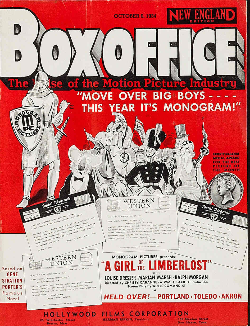 BOXOFFICE magazine side cover 6 October 1934
