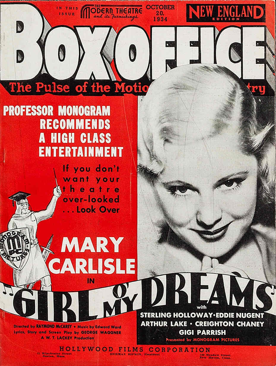 BOXOFFICE magazine side cover 20 October 1934