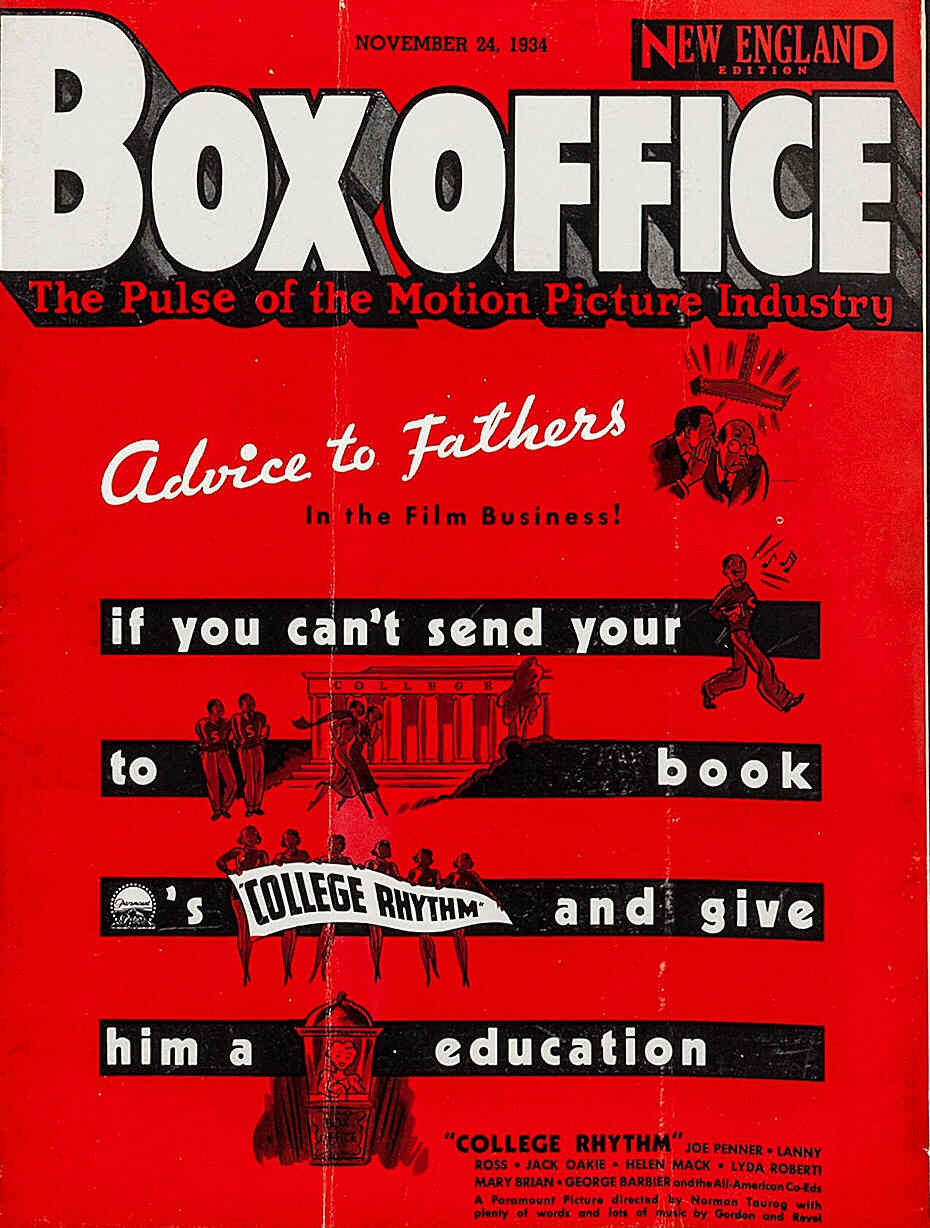 BOXOFFICE magazine side cover 24 November 1934