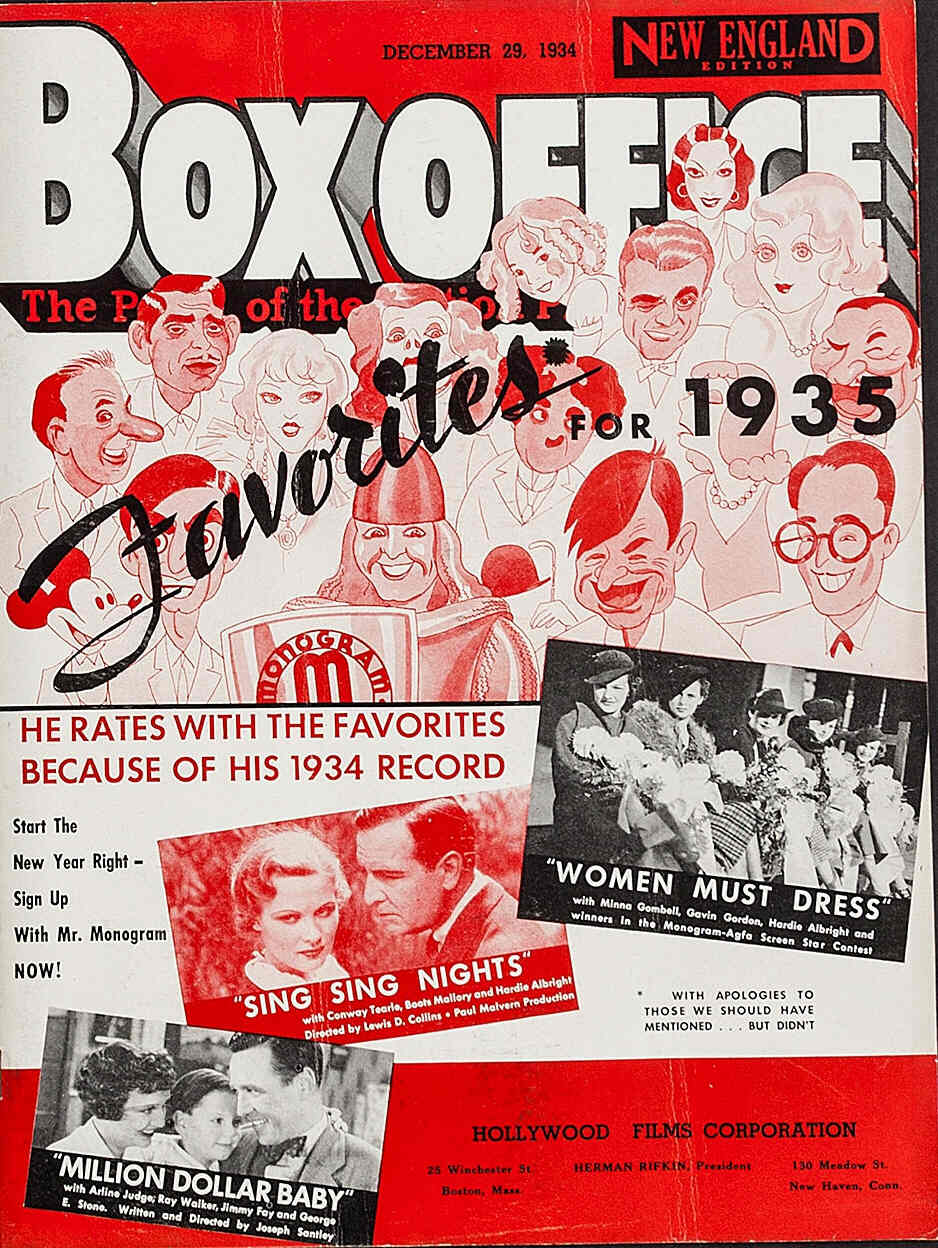 BOXOFFICE magazine side cover 29 December 1934