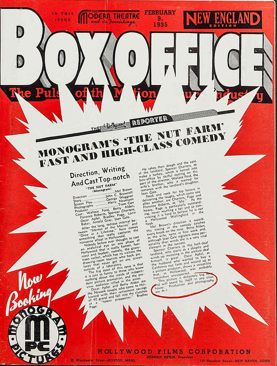 BOXOFFICE magazine side cover 9 February 1935