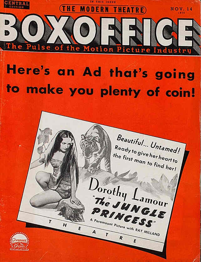 BOXOFFICE magazine side cover 14 November 1936