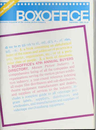 BOXOFFICE magazine side cover September 1985