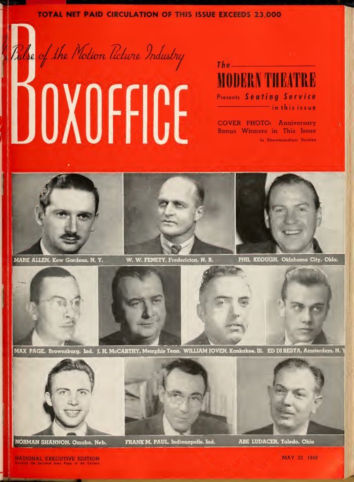BOXOFFICE magazine side cover 22 May 1948