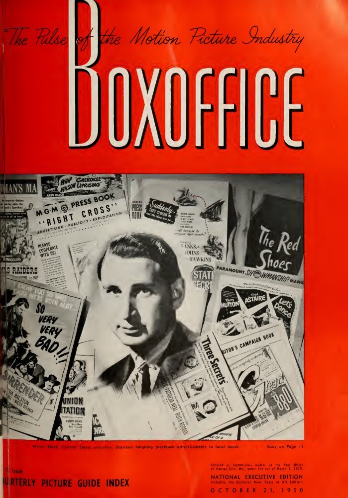 BOXOFFICE magazine side cover 21 October 1950