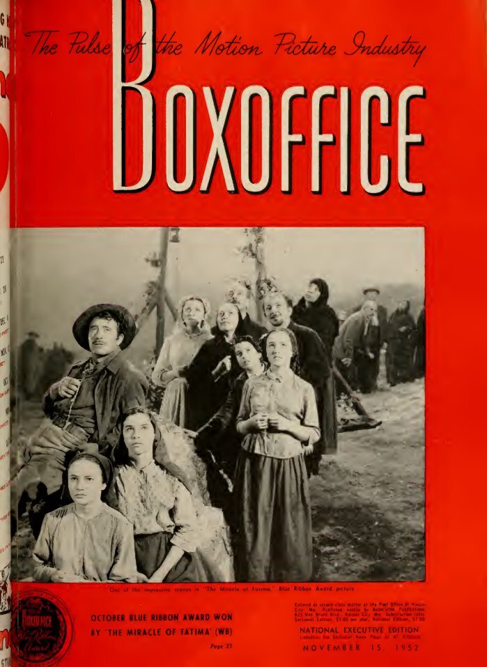 BOXOFFICE magazine side cover 15 November 1952