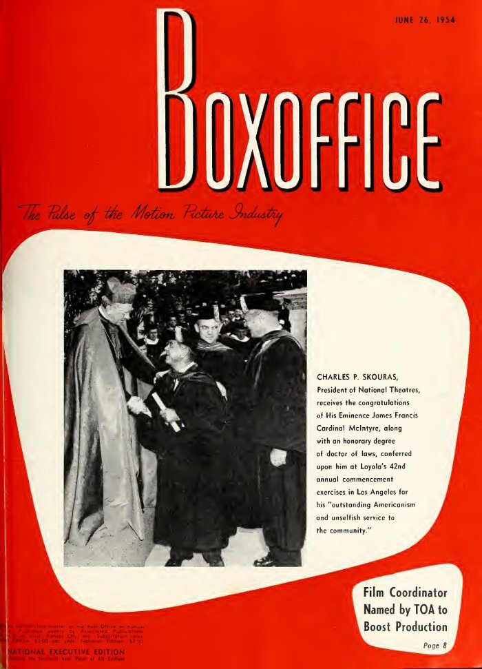 BOXOFFICE magazine side cover 26 June 1954