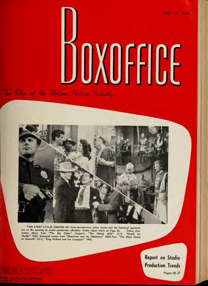 BOXOFFICE magazine side cover 24 July 1954