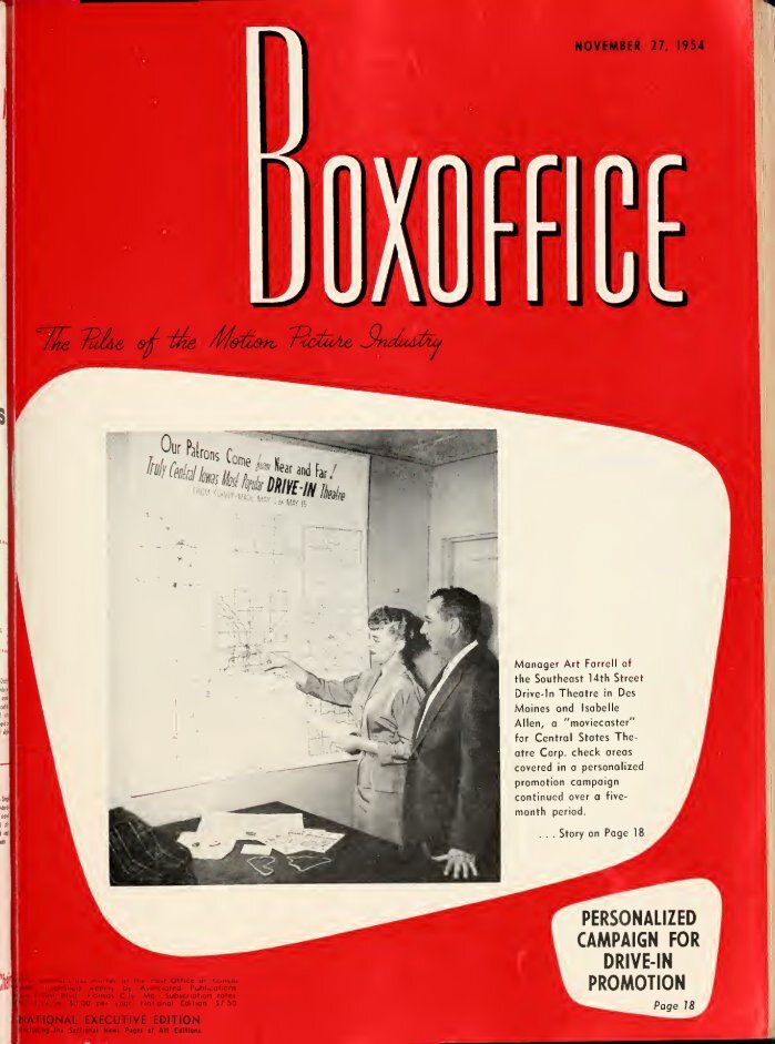 BOXOFFICE magazine side cover 27 November 1954