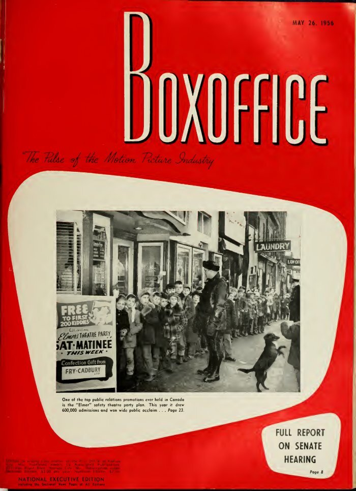 BOXOFFICE magazine side cover 26 May 1956