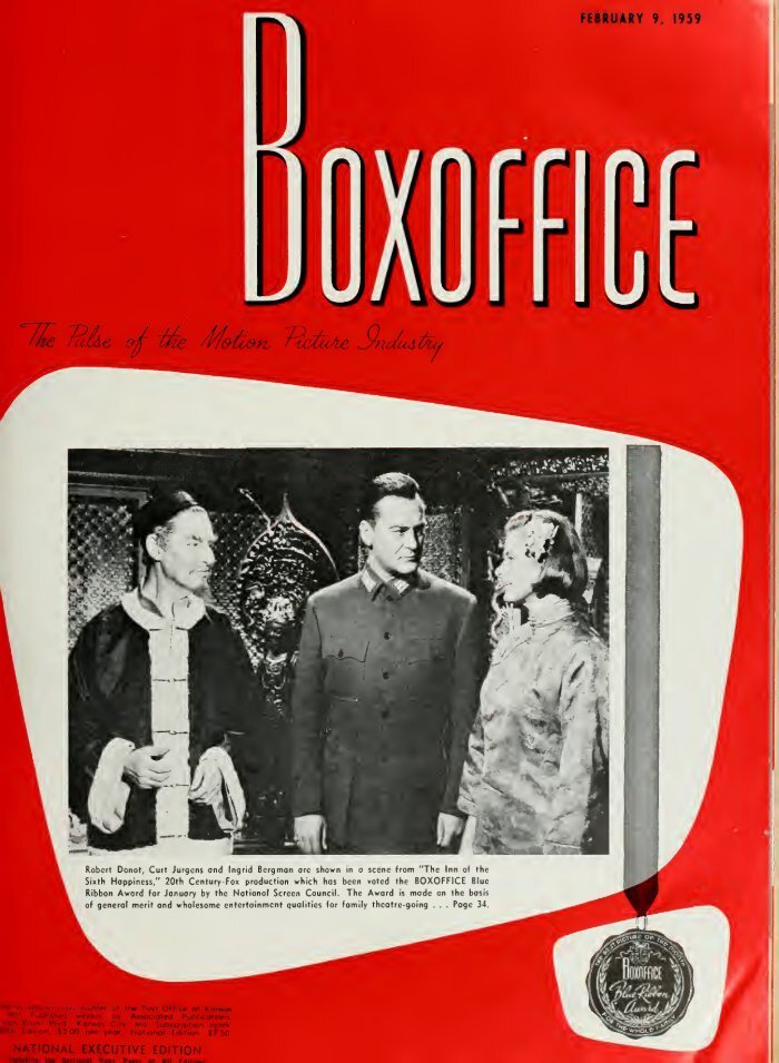 BOXOFFICE magazine side cover 9 February 1959