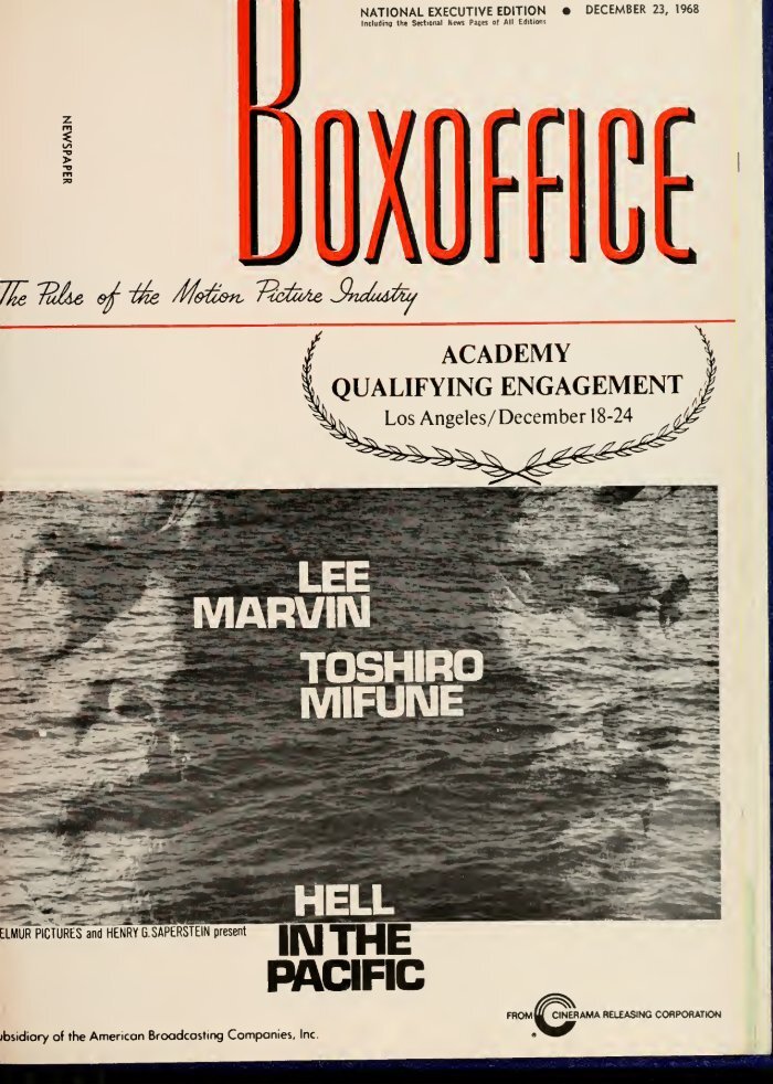 BOXOFFICE magazine side cover 23 December 1968