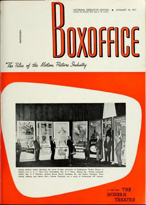 BOXOFFICE magazine side cover 18 January 1971