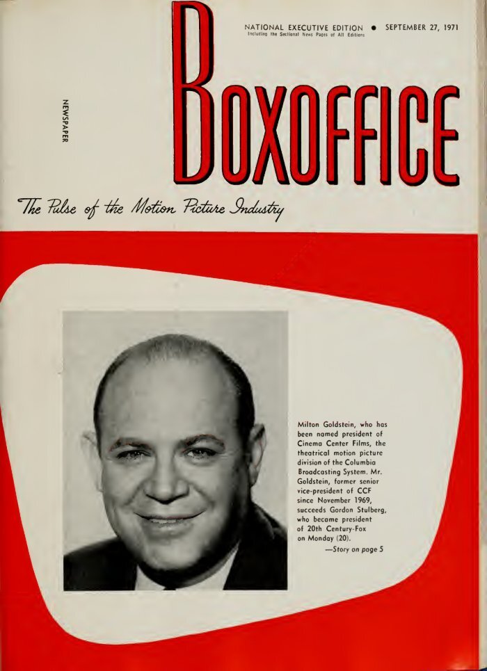 BOXOFFICE magazine side cover 27 September 1971