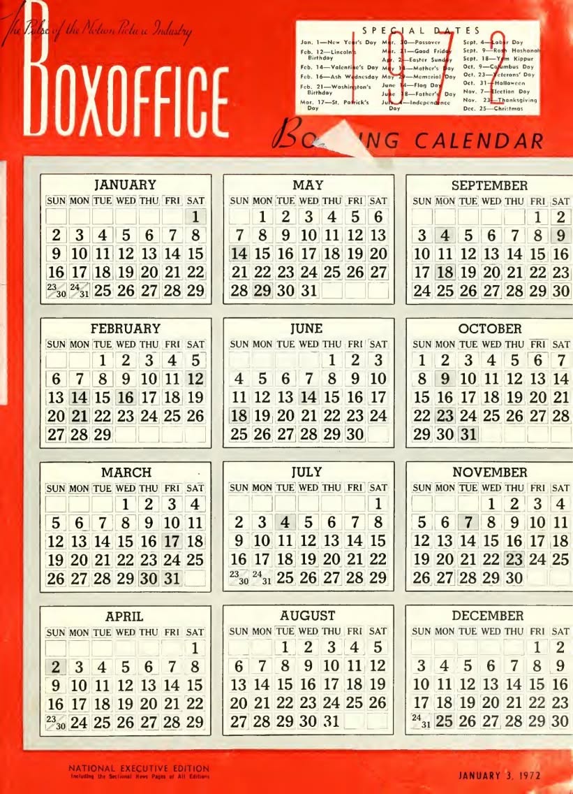 BOXOFFICE magazine side cover 3 January 1972