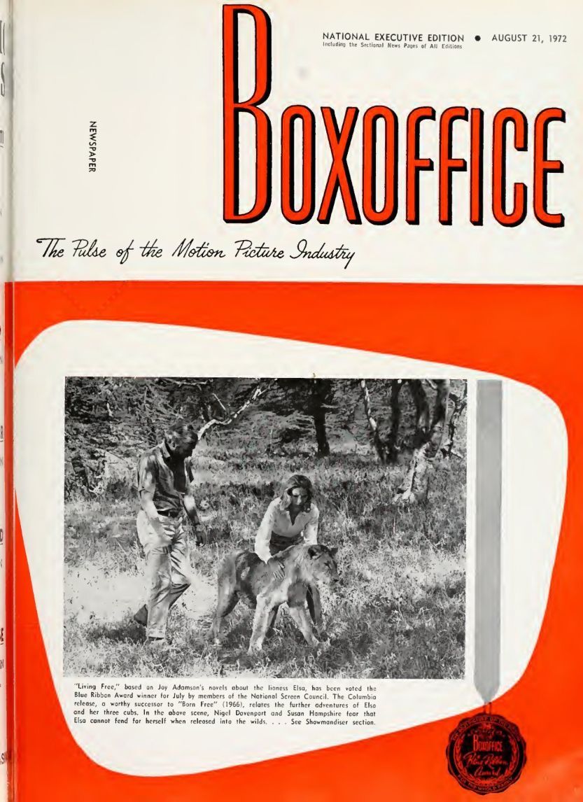 BOXOFFICE magazine side cover 21 August 1972