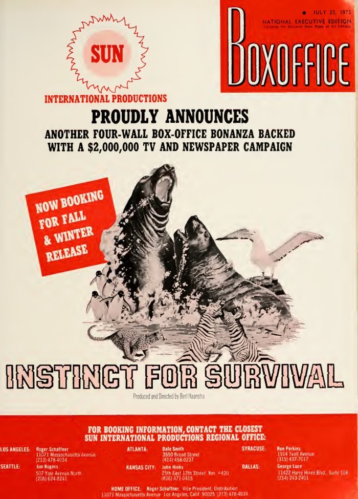 BOXOFFICE magazine side cover 23 July 1973