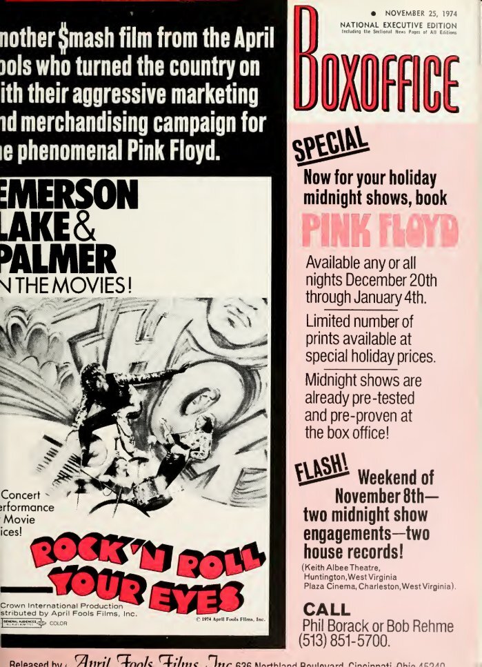 BOXOFFICE magazine side cover 25 November 1974