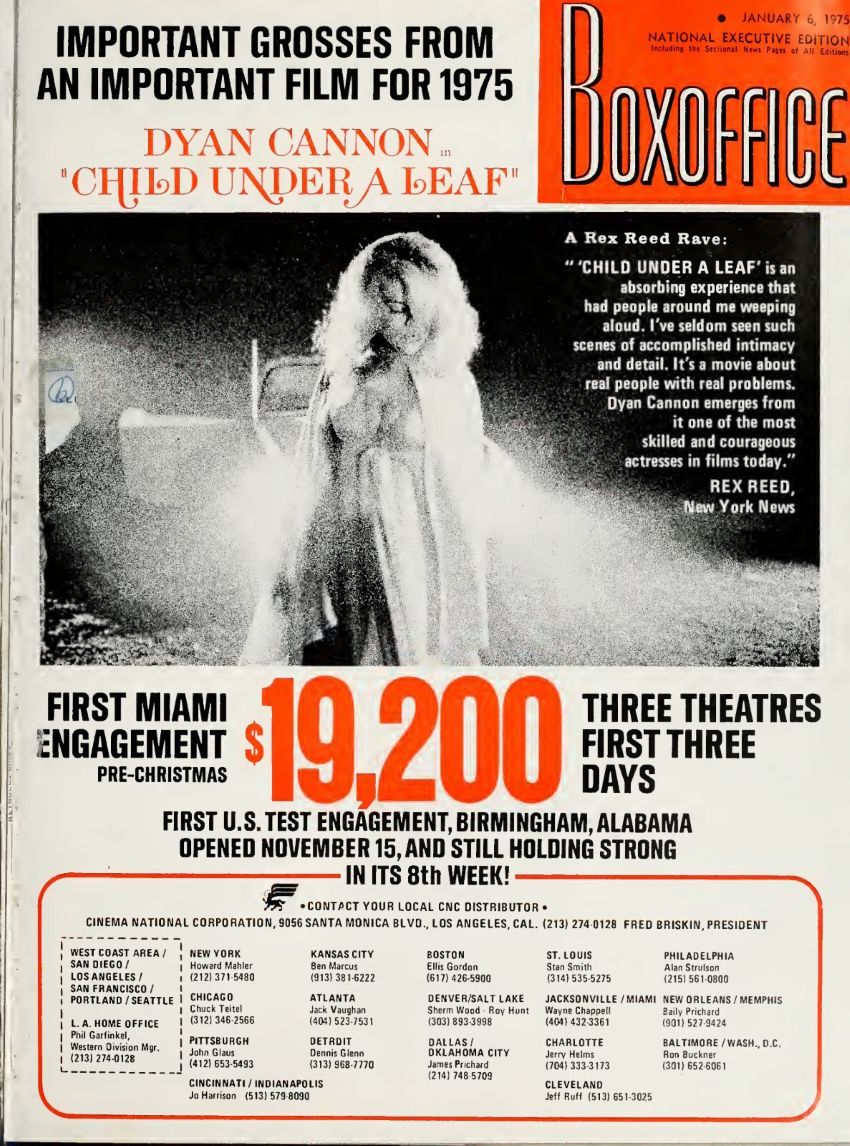 BOXOFFICE magazine side cover 6 January 1975