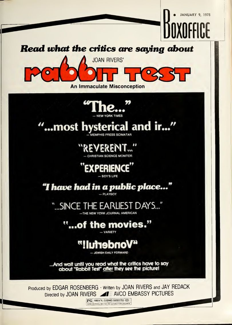 BOXOFFICE magazine side cover 9 January 1978