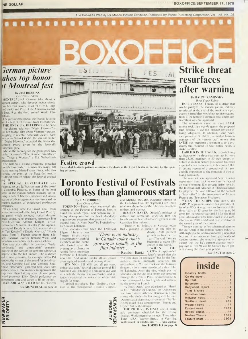 BOXOFFICE magazine side cover 17 September 1979