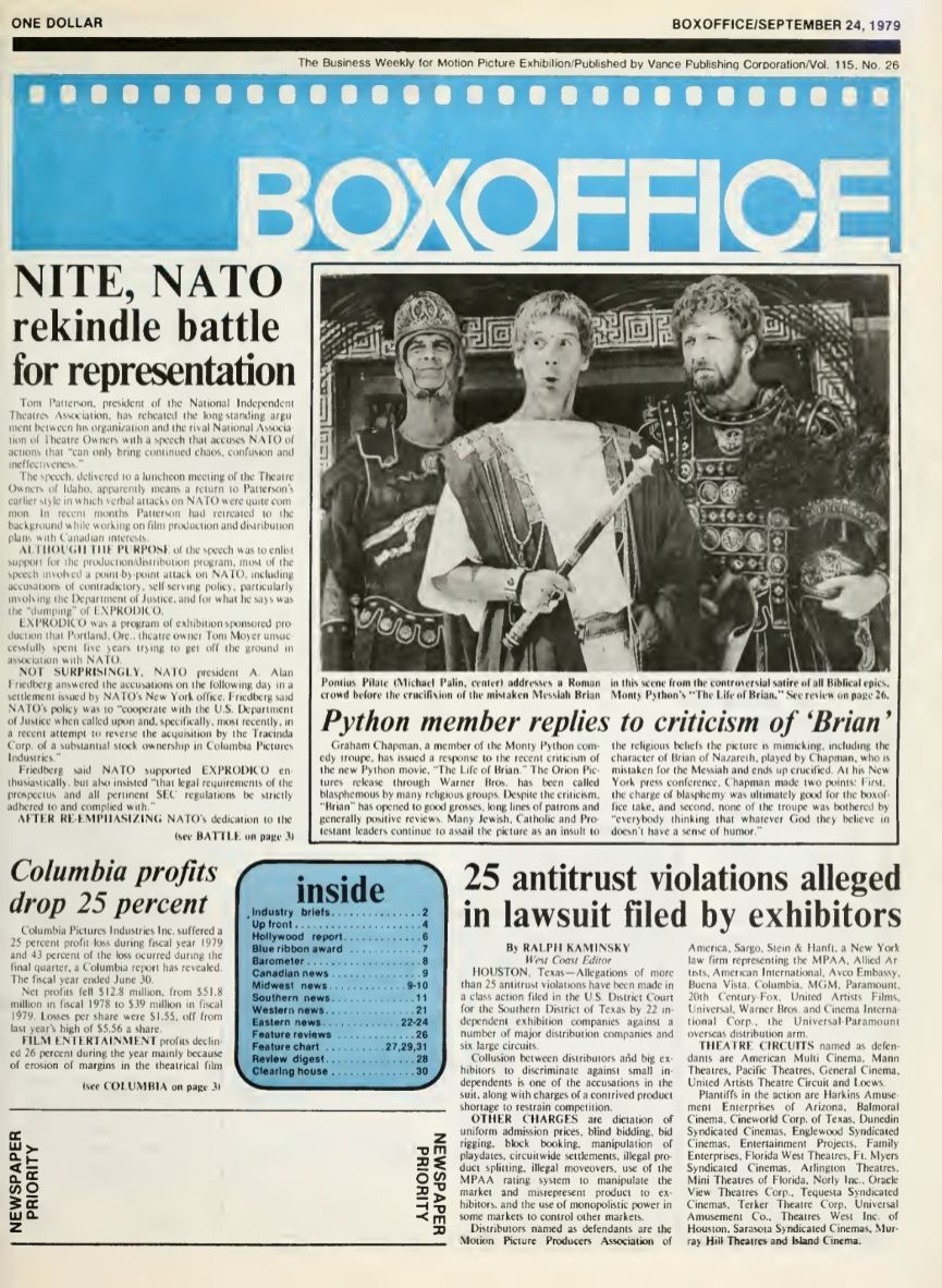 BOXOFFICE magazine side cover 24 September 1979