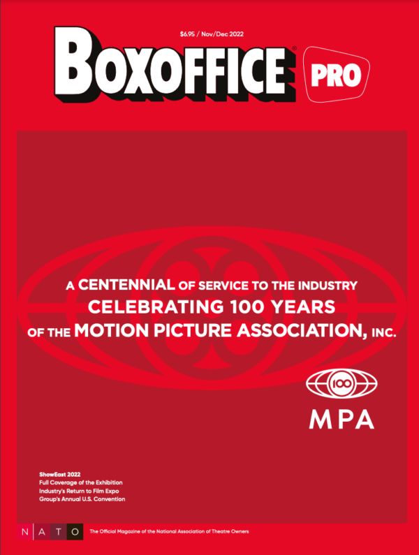 BOXOFFICE magazine side cover  November/December 2022
