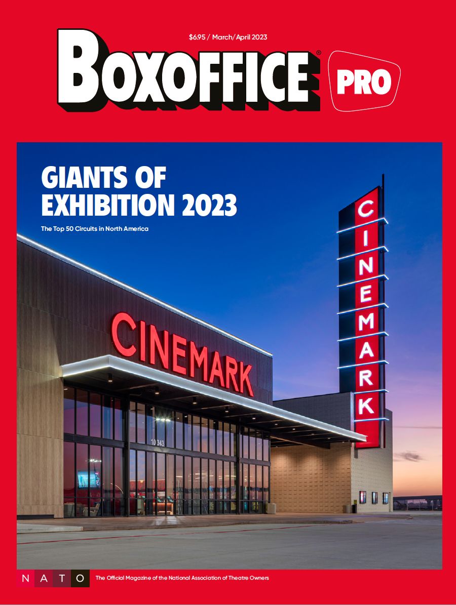 BOXOFFICE magazine side cover  March/April 2023