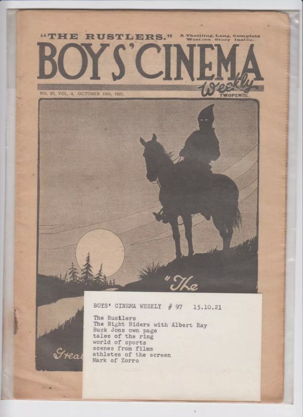 BOYS CINEMA magazine side cover Issue 97 15 October 1921