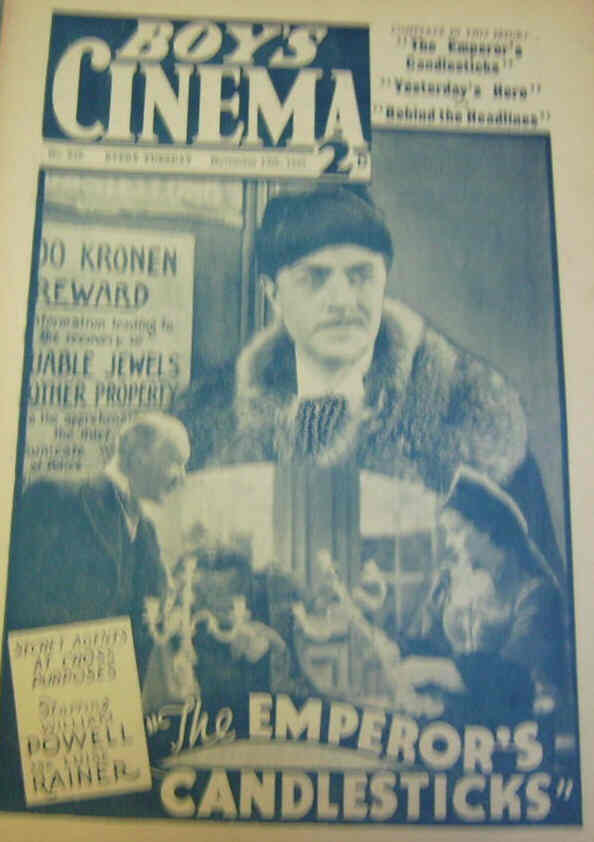 BOYS CINEMA magazine side cover Issue 935 13 November 1937
