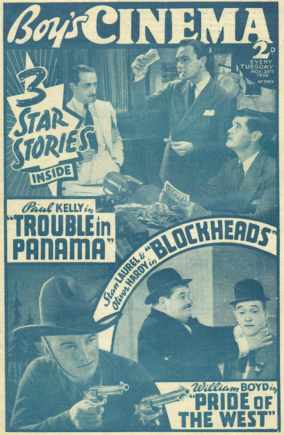 BOYS CINEMA magazine side cover Issue 989 26 November 1938