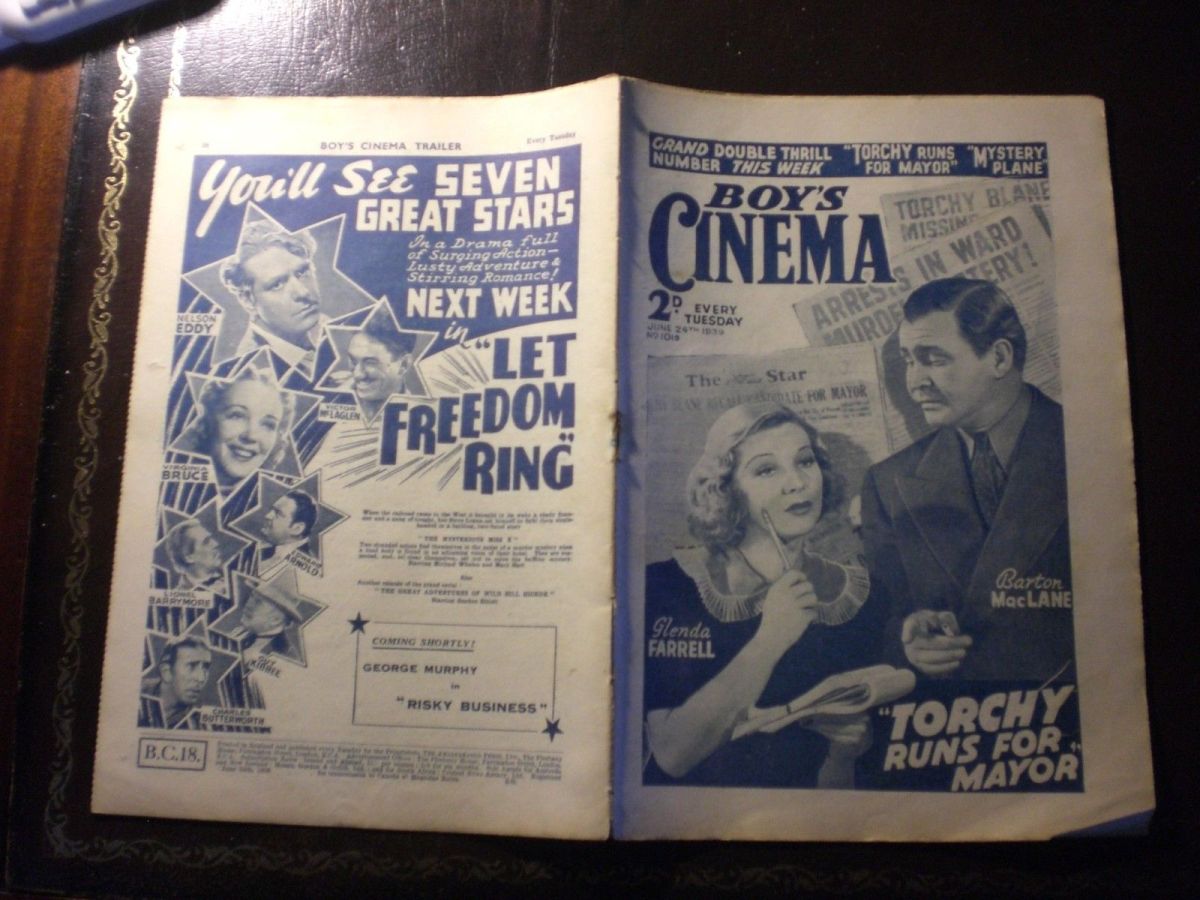 BOYS CINEMA magazine side cover Issue 1019 24 June 1939