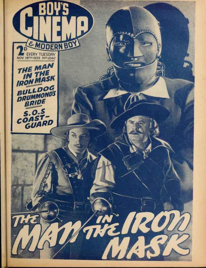 BOYS CINEMA magazine side cover Issue 1040 18 November 1939