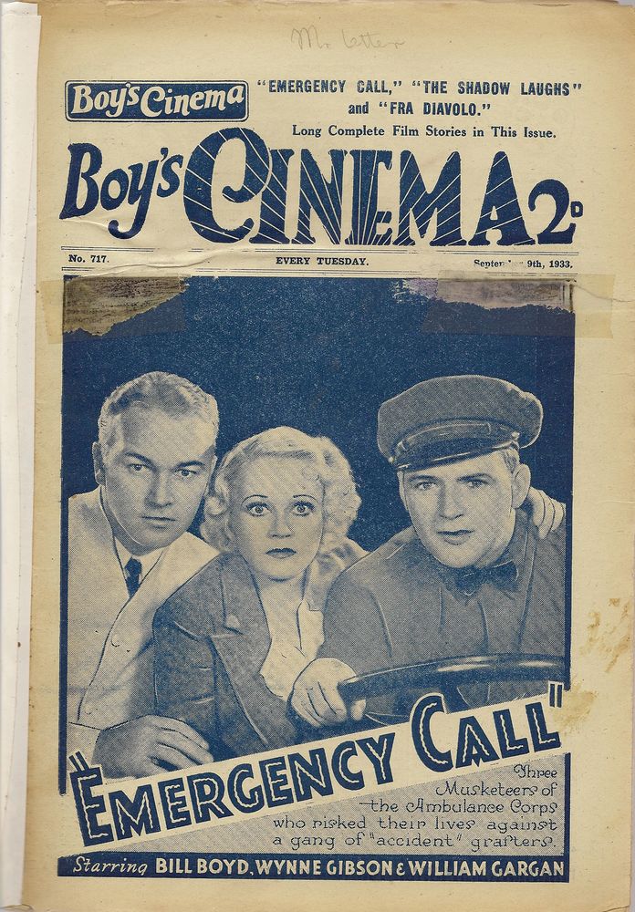 BOYS CINEMA magazine side cover Issue 717 9 September 1933