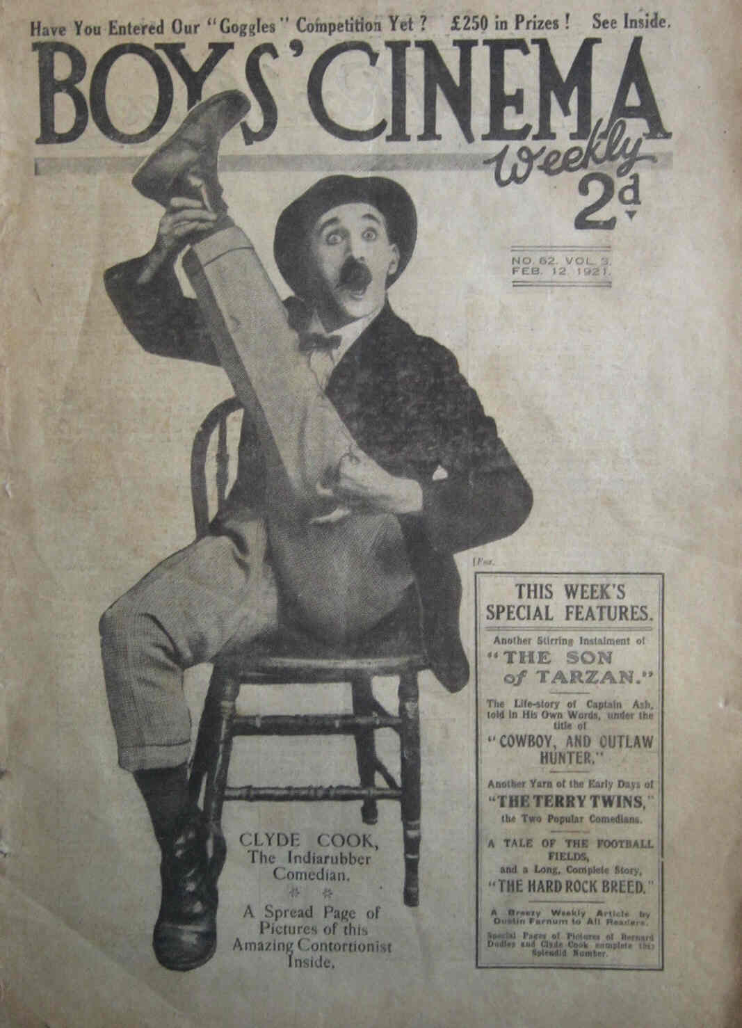 BOYS CINEMA magazine side cover Issue 62 12 February 1921