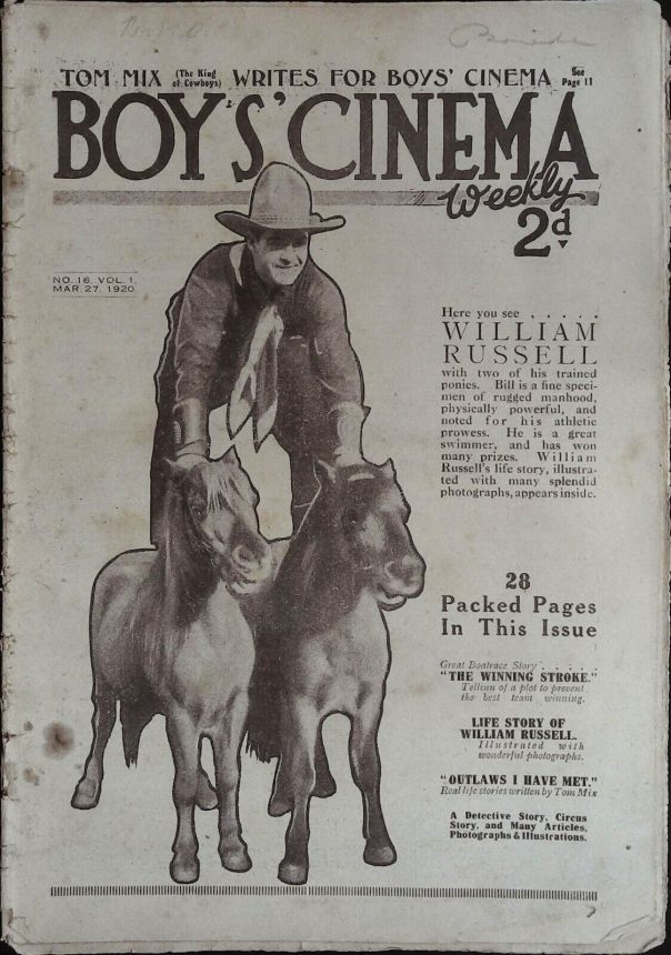 BOYS CINEMA magazine side cover Issue 16 27 March 1920