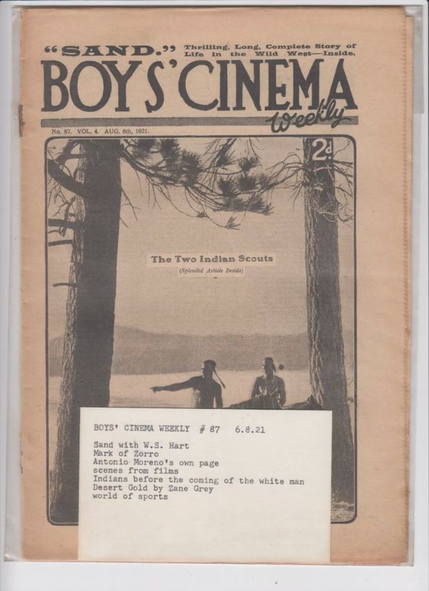 BOYS CINEMA magazine side cover Issue 87 6 August 1921