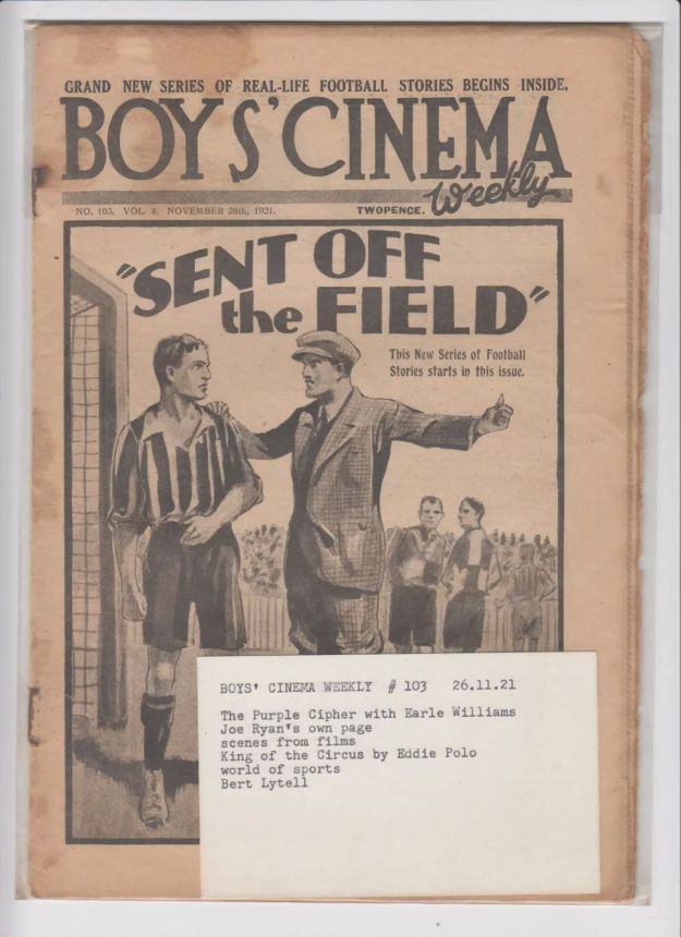 BOYS CINEMA magazine side cover Issue 103 28 November 1921