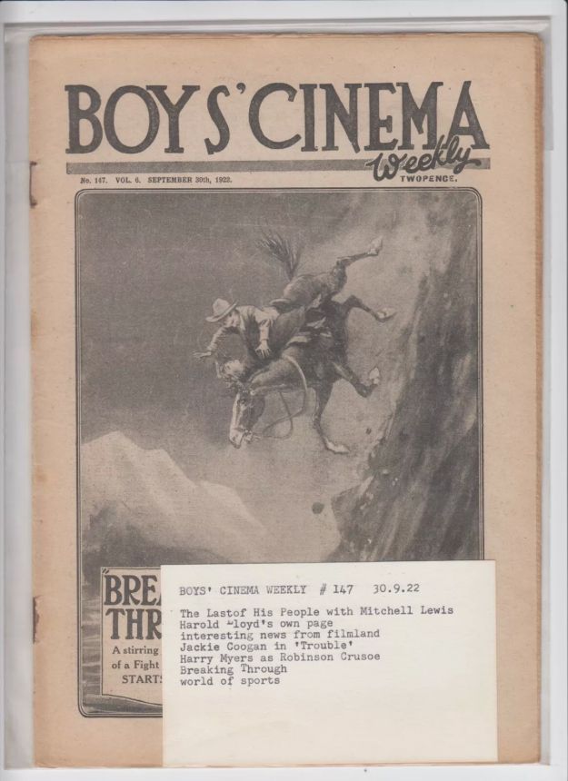 BOYS CINEMA magazine side cover Issue 147 30 September 1922