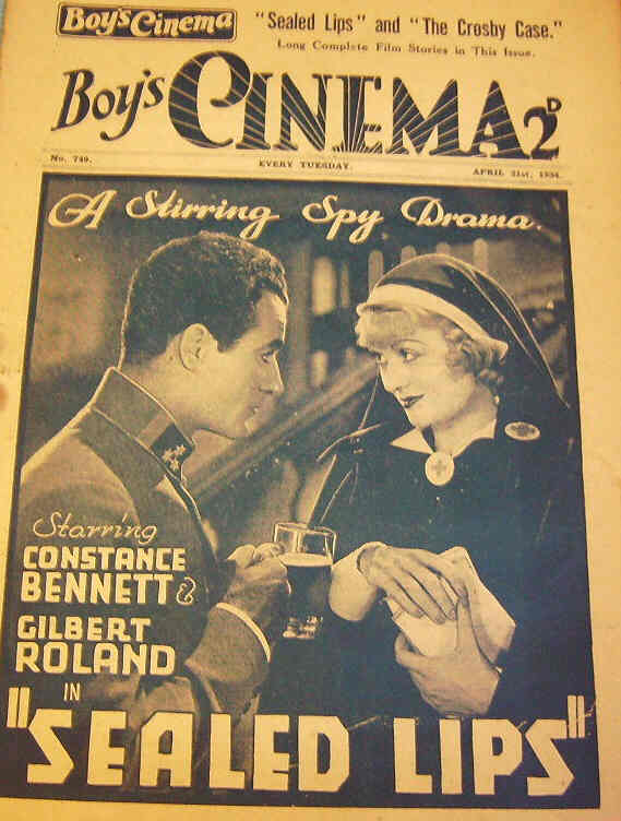 BOYS CINEMA magazine side cover Issue 749 21 April 1934